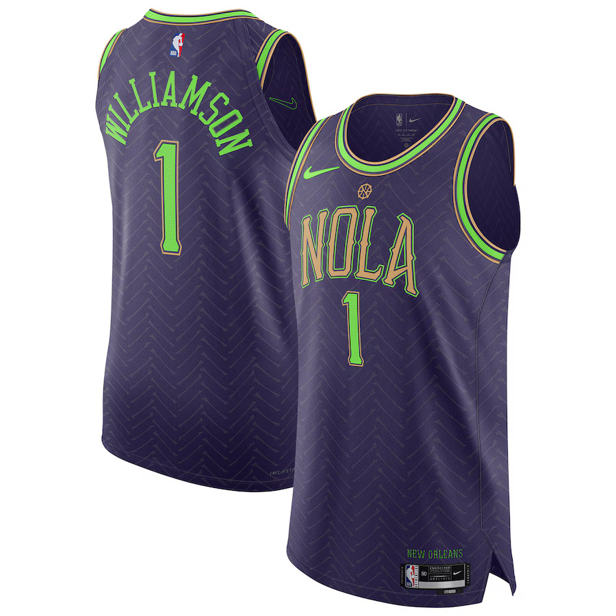 Men New Orleans Pelicans #1 Zion Williamson Nike Purple City Edition 2024-25 Authentic Player NBA Jersey->customized nba jersey->Custom Jersey